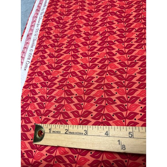 Arabella By Pat Sloan Red & Pink Leaf Print Quilting Fabric 1/2 yard Cotton - Picture 7 of 8